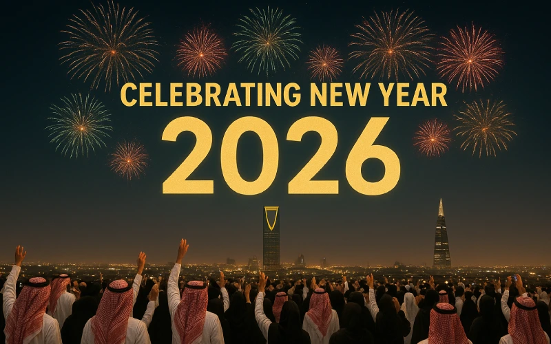 New Year 2026 fireworks in Riyadh, Saudi Arabia