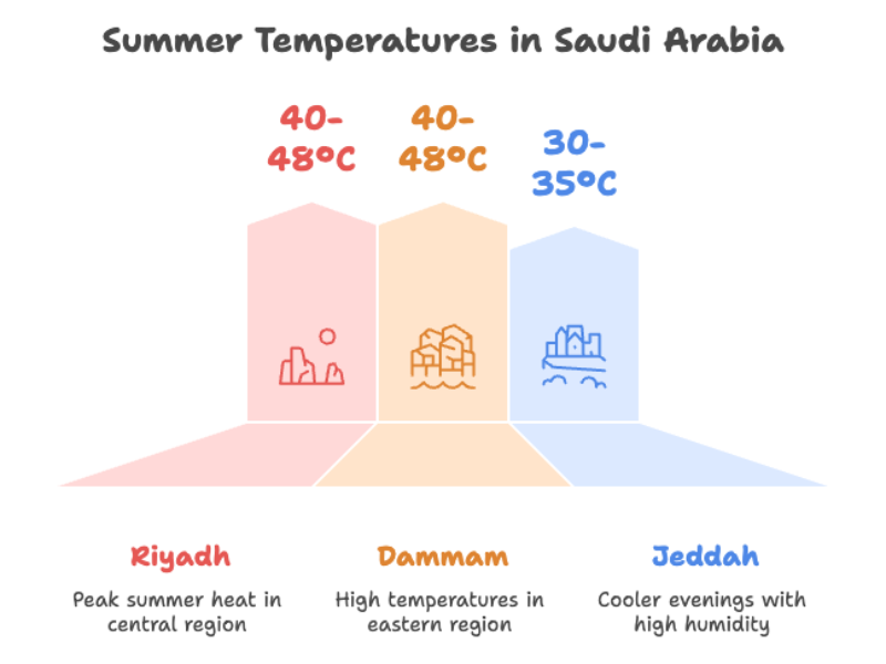 Saudi arabia average temperature and climate conditions