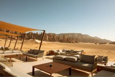 Tables and Sofas for Tourists on Glamping Camp Al Madinah Province, Saudi Arabia